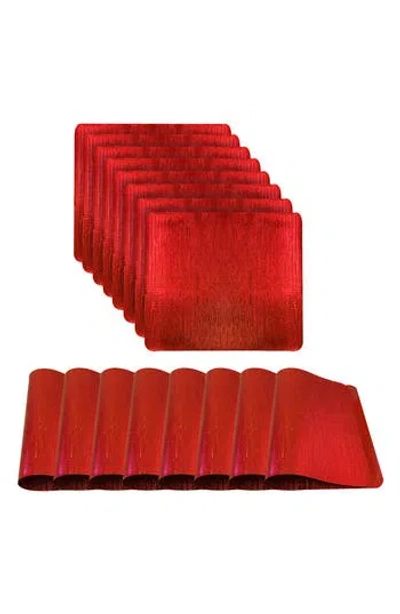 Dainty Home Metallic Set Of 8 Placemats In Red