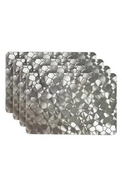 Dainty Home Mirror Print Set Of 4 Placemats In Silver