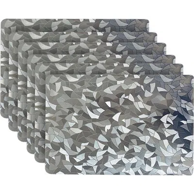 Dainty Home Mirrored Set Of 6 Placemats In Silver
