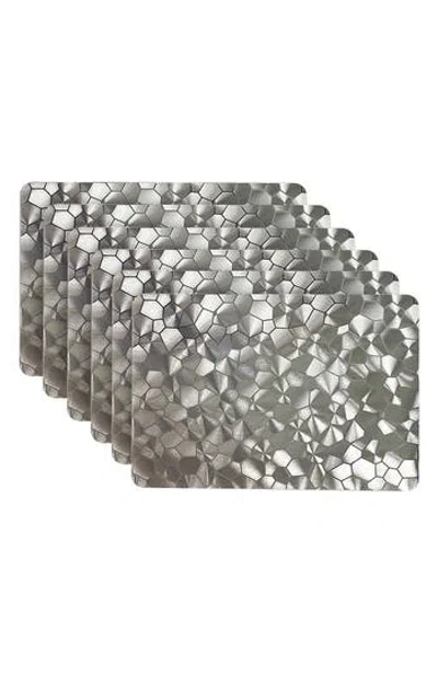 Dainty Home Mirrored Set Of 6 Placemats In Silver