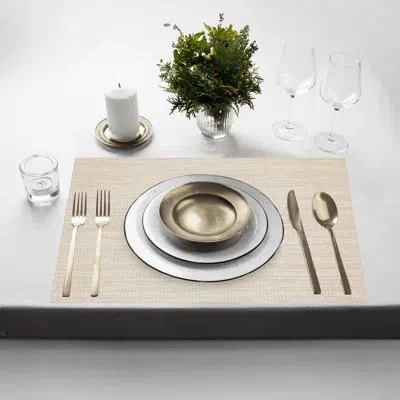 Dainty Home Natural Shimmer Placemats Set Of 6 12" X 18" Heat-resistant Table Mats For Dining Table Set For 6 Ki In Ivory