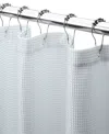 Dainty Home Piazza 100% Cotton Shower Curtain, 72" X 70" In White With Blue