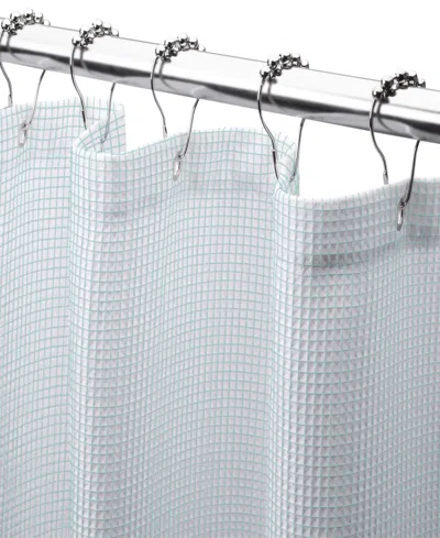 Dainty Home Piazza 100% Cotton Shower Curtain, 72" X 70" In White With Blue