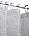 Dainty Home Piazza 100% Cotton Shower Curtain, 72" X 70" In White With Navy