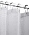 Dainty Home Piazza 100% Cotton Shower Curtain, 72" X 70" In White With Silver