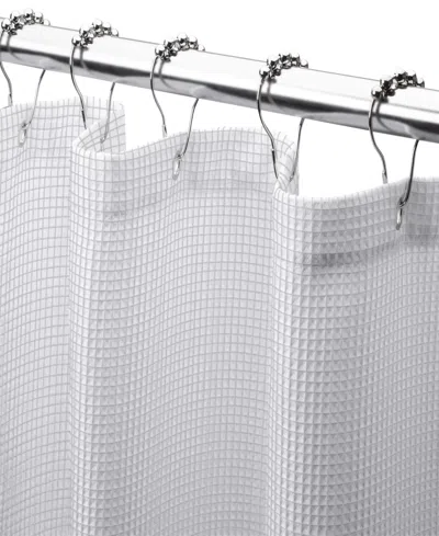 Dainty Home Piazza 100% Cotton Shower Curtain, 72" X 70" In White With Silver