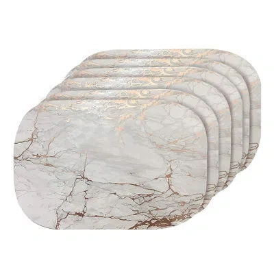 Dainty Home Placemats Dining Table Mat Table Decor Washable Non Slip Marble Oval 12 X 18 In Rose Gold