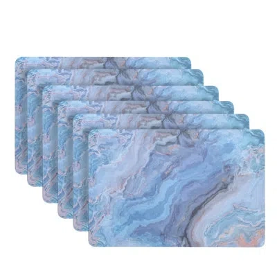 Dainty Home Placemats Dining Table Mat Table Decor Washable Non Slip Marble Rectangle 12 X 18 Navy