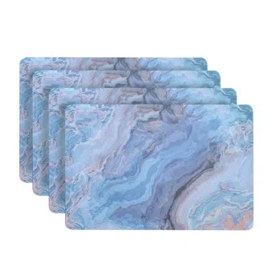 Dainty Home Placemats Dining Table Mat Table Decor Washable Non Slip Marble Rectangle 12 X 18 Navy