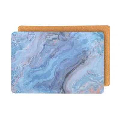 Dainty Home Placemats Dining Table Mat Table Decor Washable Non Slip Marble Rectangle 12 X 18 Navy In Blue