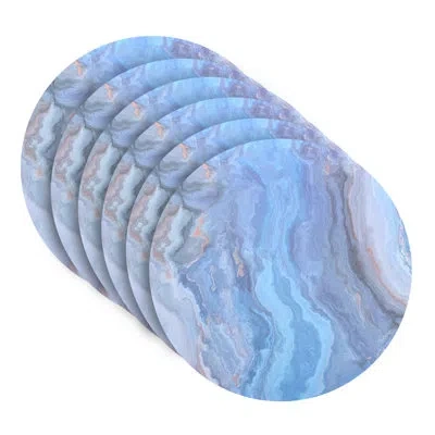 Dainty Home Placemats Dining Table Mat Table Decor Washable Non Slip Marble Round 15 X 15 Navy
