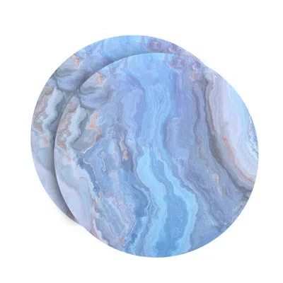 Dainty Home Placemats Dining Table Mat Table Decor Washable Non Slip Marble Round 15 X 15 Navy