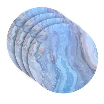 Dainty Home Placemats Dining Table Mat Table Decor Washable Non Slip Marble Round 15 X 15 Navy