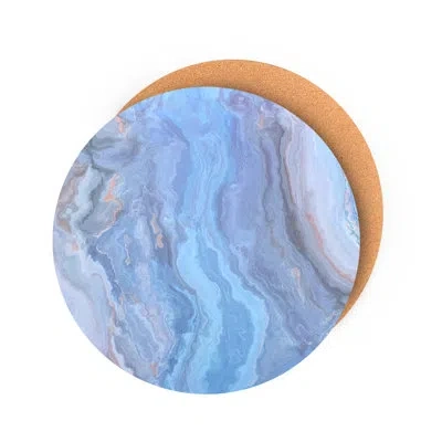Dainty Home Placemats Dining Table Mat Table Decor Washable Non Slip Marble Round 15 X 15 Navy