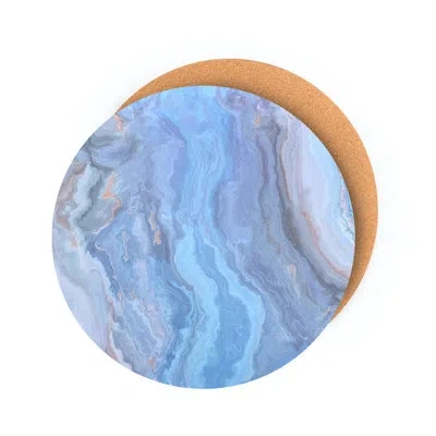 Dainty Home Placemats Dining Table Mat Table Decor Washable Non Slip Marble Round 15 X 15 Navy In Blue