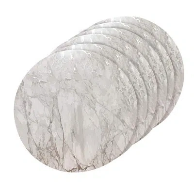 Dainty Home Placemats Dining Table Mat Table Decor Washable Nonslip Marble Round 15 X 15 In Silver