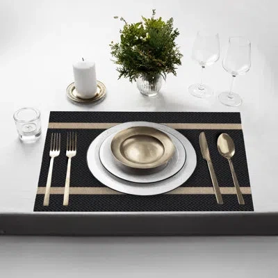 Dainty Home Placemats Set Of 6 12" X 18" Heat-resistant Table Mats For Dining Table Set For 6 Kitchen & Dining R In Black