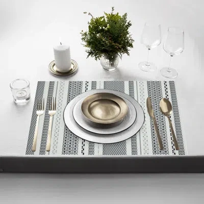 Dainty Home Placemats Set Of 6 12" X 18" Heat-resistant Table Mats For Dining Table Set For 6 Kitchen & Dining R In Black