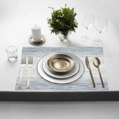 Dainty Home Placemats Set Of 6 12" X 18" Heat-resistant Table Mats For Dining Table Set For 6 Kitchen & Dining R In Blue