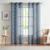 Dainty Home Set Of 2 Embroidered Sheer Curtain Panels In Blue