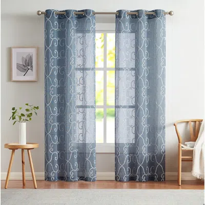 DAINTY HOME DAINTY HOME SET OF 2 EMBROIDERED SHEER CURTAIN PANELS