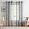 Dainty Home Set Of 2 Embroidered Sheer Curtain Panels In Gray