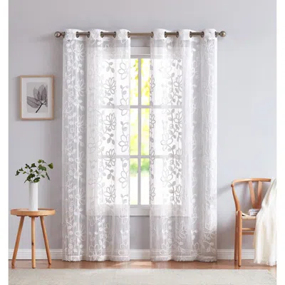 DAINTY HOME DAINTY HOME SET OF 2 EMBROIDERED SHEER CURTAIN PANELS