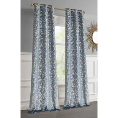 Dainty Home Set Of 2 Jacquard Room Darkening Curtains In Blue
