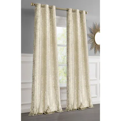 Dainty Home Set Of 2 Jacquard Room Darkening Curtains In Gold