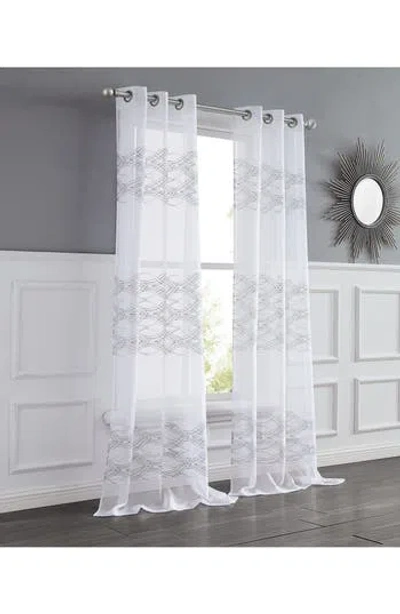 Dainty Home Set Of 2 Print Sheer Curtain Panels In Silver