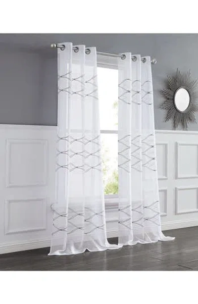 Dainty Home Set Of 2 Print Sheer Curtain Panels In Silver