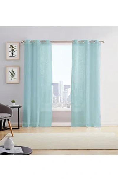 Dainty Home Set Of 2 Sheer Curtain Panels In Blue