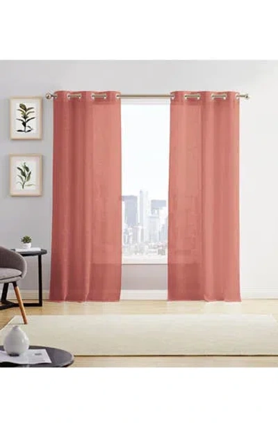 Dainty Home Set Of 2 Sheer Curtain Panels In Pink
