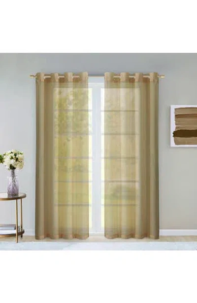 Dainty Home Set Of 2 Sheer Curtain Panels In Brown