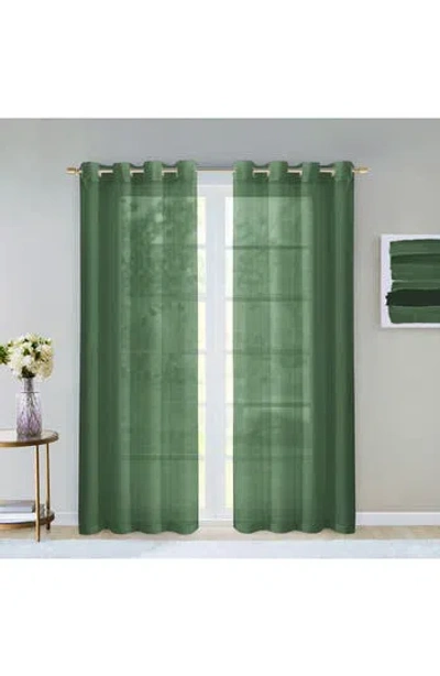 Dainty Home Set Of 2 Sheer Curtain Panels In Green
