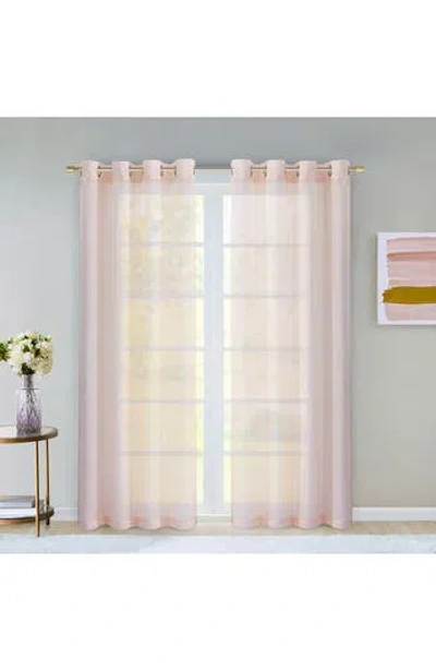 Dainty Home Set Of 2 Sheer Curtain Panels In Pink