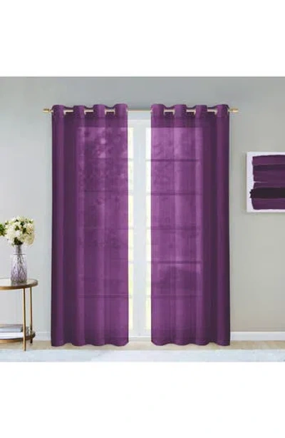 Dainty Home Set Of 2 Sheer Curtain Panels In Purple