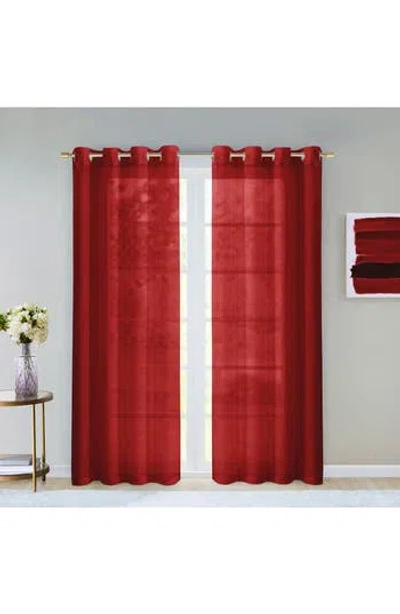 Dainty Home Set Of 2 Sheer Curtain Panels In Red