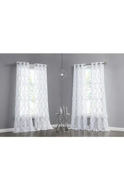 Dainty Home Set Of 4 Print Sheer Curtain Panels In Grey