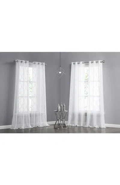 Dainty Home Set Of 4 Print Sheer Curtain Panels In White