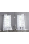 Dainty Home Set Of 4 Print Sheer Curtain Panels In White