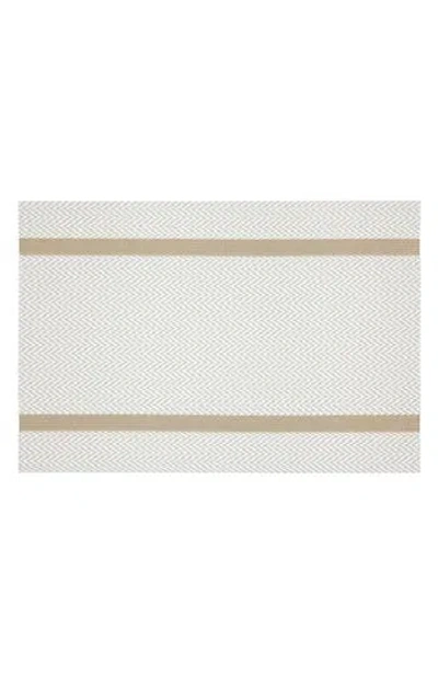 Dainty Home Set Of 6 Vinyl Placemats In Chevron Gold Border White