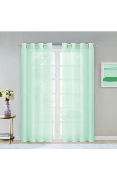 Dainty Home Sheer Set Of 2 Panel Curtains In Green