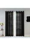 Dainty Home Sheer Set Of 2 Panel Curtains In Black