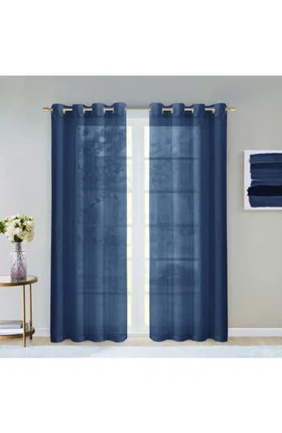 Dainty Home Sheer Set Of 2 Panel Curtains In Blue