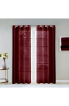 Dainty Home Sheer Set Of 2 Panel Curtains In Burgundy