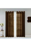 Dainty Home Sheer Set Of 2 Panel Curtains In Brown