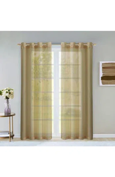 Dainty Home Sheer Set Of 2 Panel Curtains In Gold