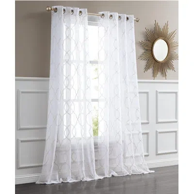 Dainty Home Single Panel Sheer Window Curtain 54" X 84" Set Of 2 Linen Textured Drapes For Living Room, Bedroom, In Champagner