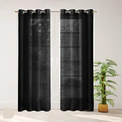 Dainty Home Solid Sheer Curtains For Living Room And Bedroom 110"w X 84"l Window Sheers Window Drapes In Black